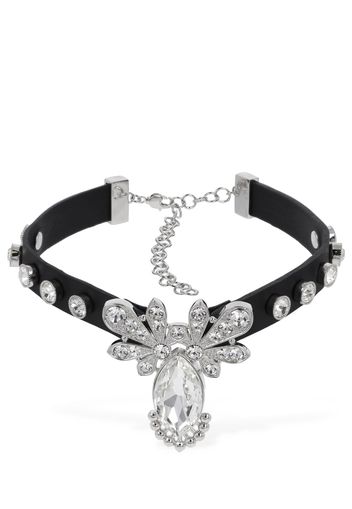 Leather Choker With Crystals