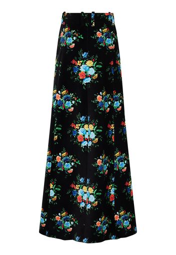 Floral Print Velvet Long Skirt