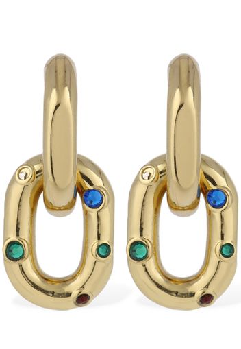 Xl Double Link Earrings W/ Crystal