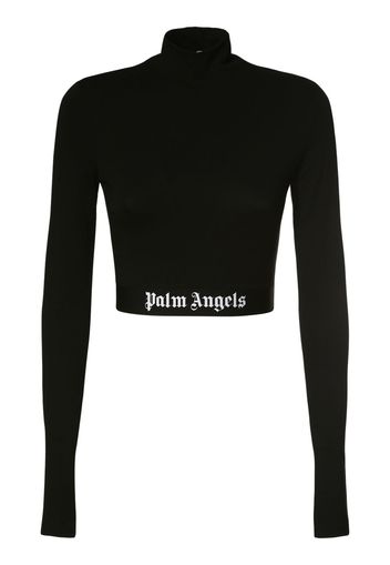 Mock Collar Jersey Logo Crop Top