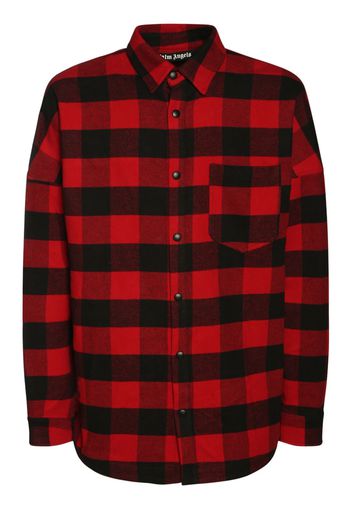 Logo Print Cotton Check Over Shirt