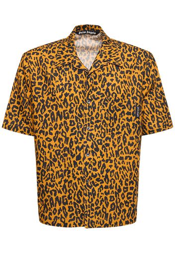 Cheetah Linen Blend Bowling Shirt