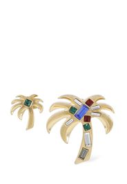 Palm Brass Embellished Earrings