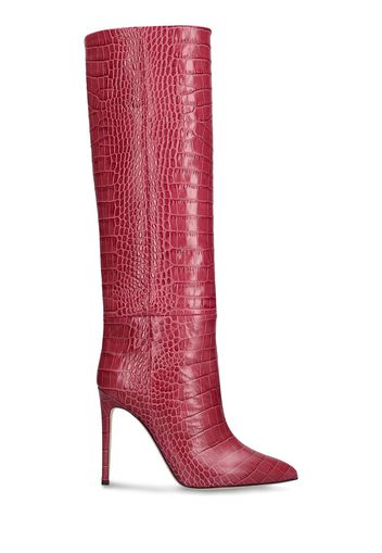 105mm Croc Embossed Leather Tall Boots