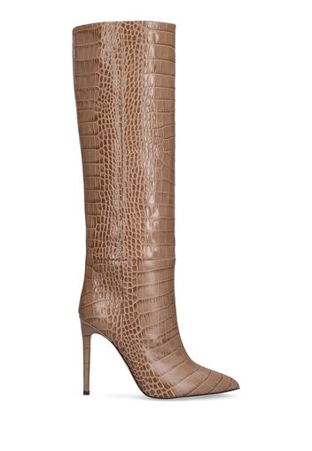 105mm Croc Embossed Leather Tall Boots