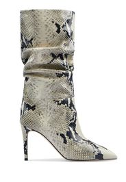 85mm Python Print Slouchy Leather Boots