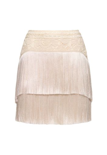 Crochet Fringed Mini Skirt