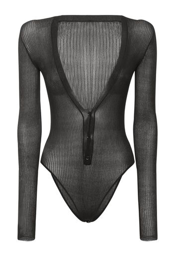 Silk Knit V-neck Long Sleeve Bodysuit