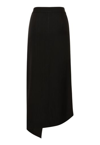 Silk Blend Mid Rise Wrap Midi Skirt