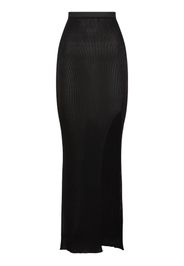 Silk Rib Knit High Slit Long Skirt