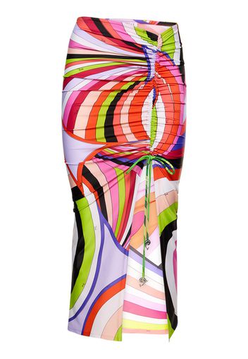 Iride Printed Lycra Midi Skirt