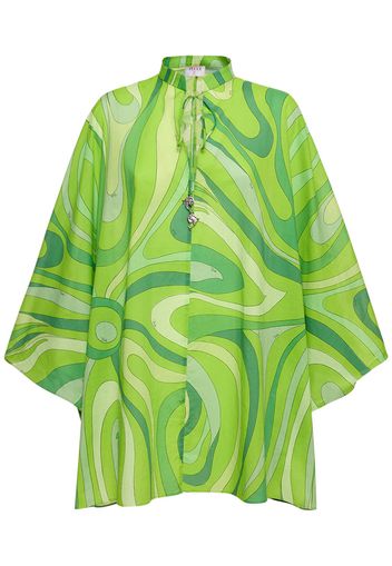 Marmo Printed Voile Mini Kaftan Dress