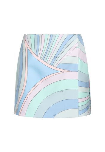 Printed Silk Twill Mini Wrap Skirt