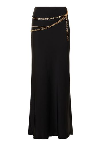 Satin Long Skirt W/ Chains