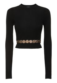 Embellished Wool & Silk Sweater