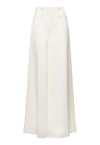 Linen Blend Split Wide Pants