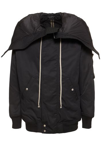 Hooded Nylon Bomber Jacket