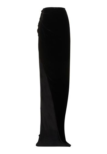 Edfu Asymmetric Velvet Long Skirt W/slit