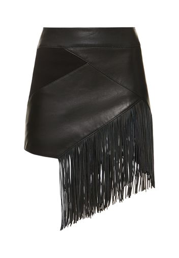 Fringed Leather Mini Skirt