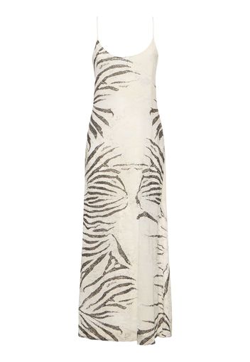 Zebra Printed Viscose Devoré Long Dress