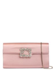 Crystal Flower Satin Envelope Clutch