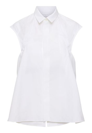 Cotton Blend Poplin Sleeveless Shirt