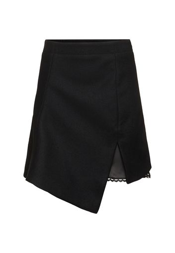 Asymmetric Wool Melton Mini Skirt