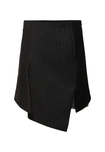 Chalk Stripe & Wool Melton Mini Skirt