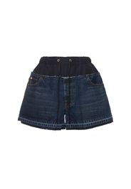 Denim Elastic Shorts W/ Drawstring