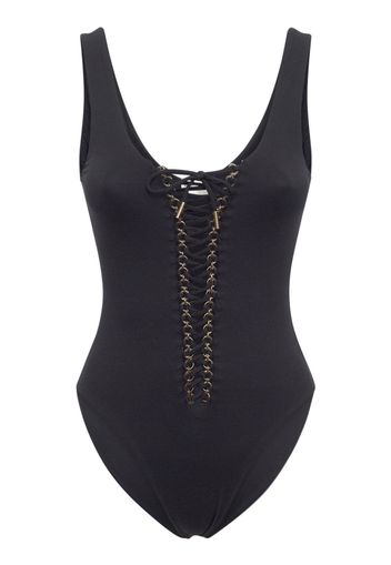 Stretch Lace-up One Piece Swimsuit