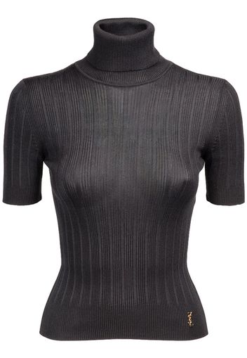 Silk Knit Turtleneck T-shirt