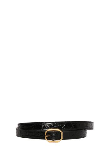 Boucle Frame Croc Embossed Leather Belt