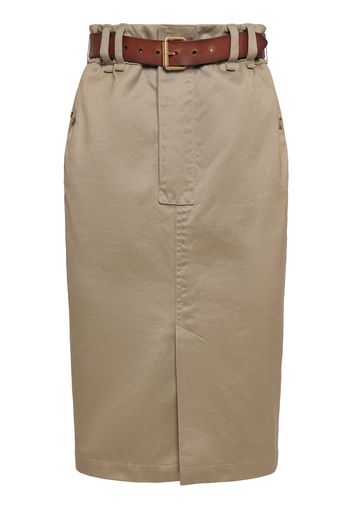 Cotton Gabardine Midi Skirt