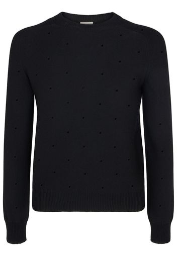 Wool Knit Crewneck Sweater W/crystals