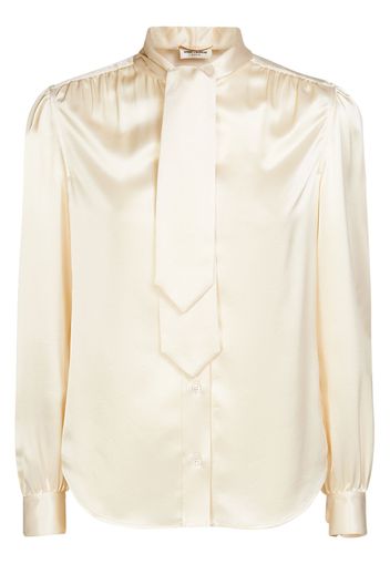 Silk Satin Shirt W/ Tie