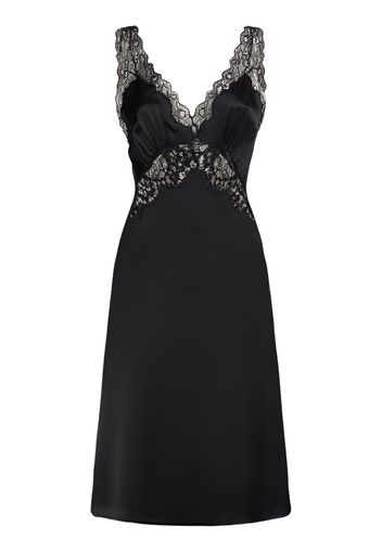 Crepe Satin Night Dress W/ Lace Trim