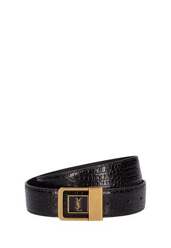 30mm Croc Embossed Leather Buckle Belt