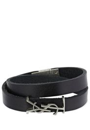 Double Wrap Ysl Leather Bracelet