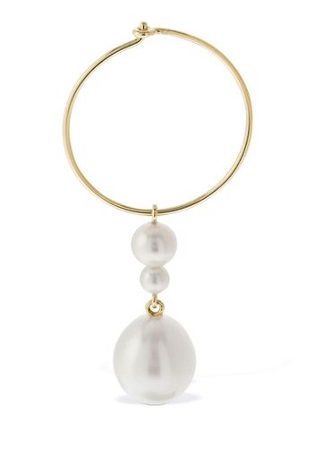 14kt & Pearl L'eau Hoop Mono Earring