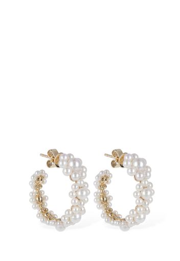 14kt Jardin Boucle Pearl Hoop Earrings