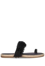 Gaia Glass Fringe Faux Leather Sandals