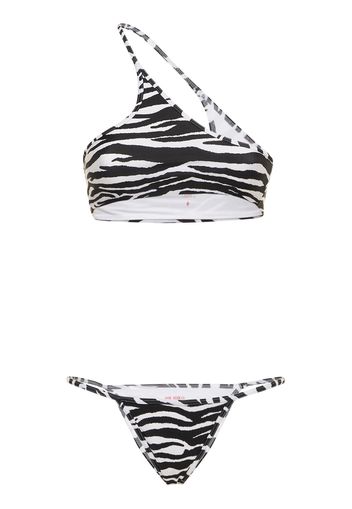 Zebra Printed One-shoulder Bikini