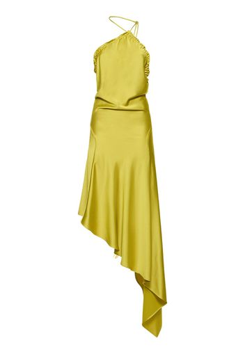 Fluid Satin Halter Neck Midi Dress