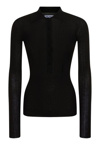 Buttoned Cashmere Polo Sweater