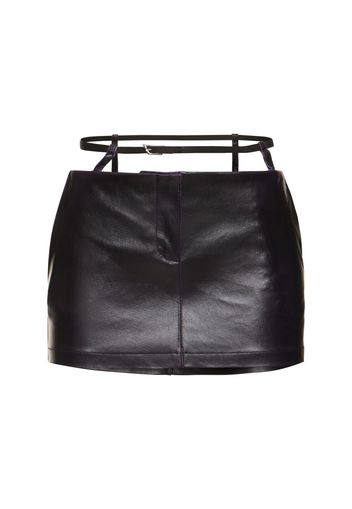 Belted Leather Mini Skirt