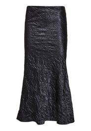 Wrinkled Satin Flared Midi Skirt