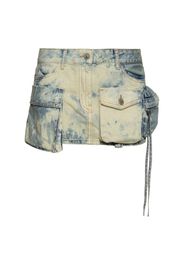 Fay Bleached Denim Cargo Mini Skirt