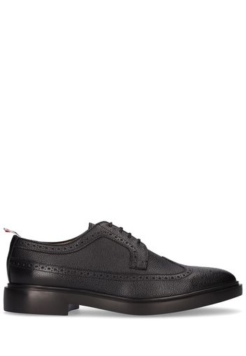 Pebbled Leather Wing Tip Brogue Shoes