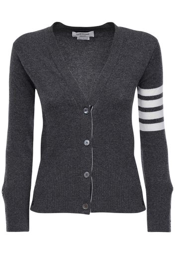 Intarsia Stripes Cashmere Knit Cardigan