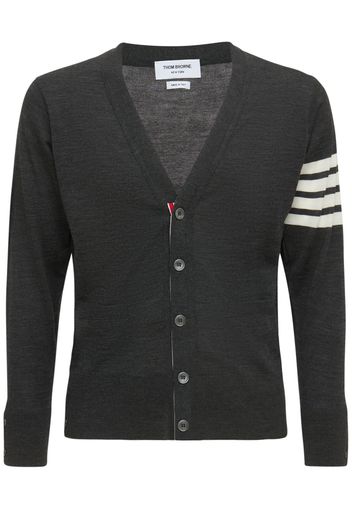 Merino Wool Fine Knit Cardigan W/ 4 Bar